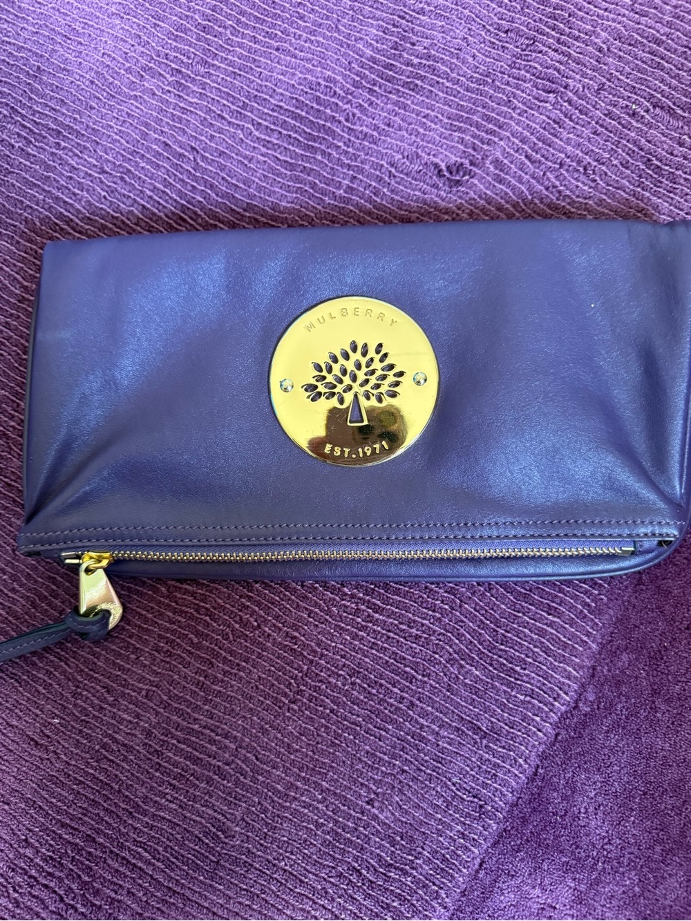Mulberry Daria Purple Leather Clutch. Vintage
